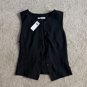 Abercrombie Black Sleeveless Button Front Vest